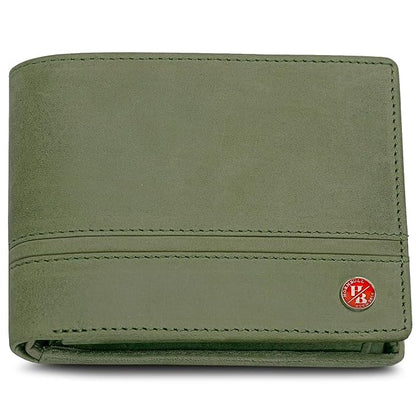 HORNBULL Denial Olive Green Genuine Leather Wallet for Men | Leather Mens Wallet with RFID Blocking | Valentine's Day Gift Wallet for Men