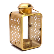 eSplanade Moroccan Lantern Metal Hanging Lamp with Glass Tealight Candle Holder - Set of 2-6" Inches - Golden (Golden & Multi- Black)