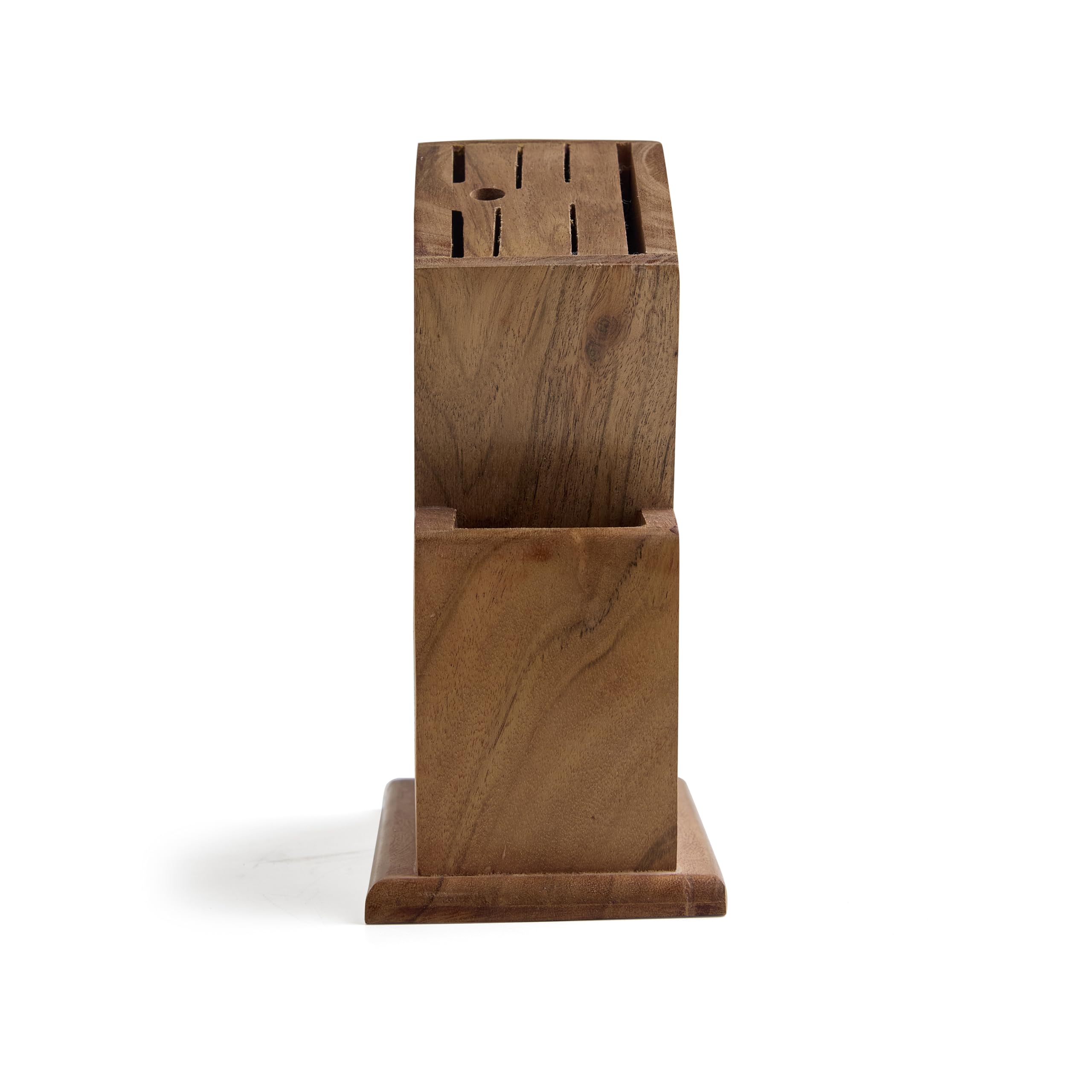 KLEO Knife Holder Stand for Kitchen - Universal Cutlery Holder in Teak Wood | Eco-Friendly, Durable, Multi-Size Knife Block with Anti-Slip Feet | Handmade by Skilled Artisans