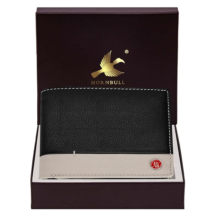 HORNBULL Jackson Leather Wallet for Men | Genuine Leather Wallet with RFID Blocking | Wallets for Boys | Mens Gift Wallet Black Nappa