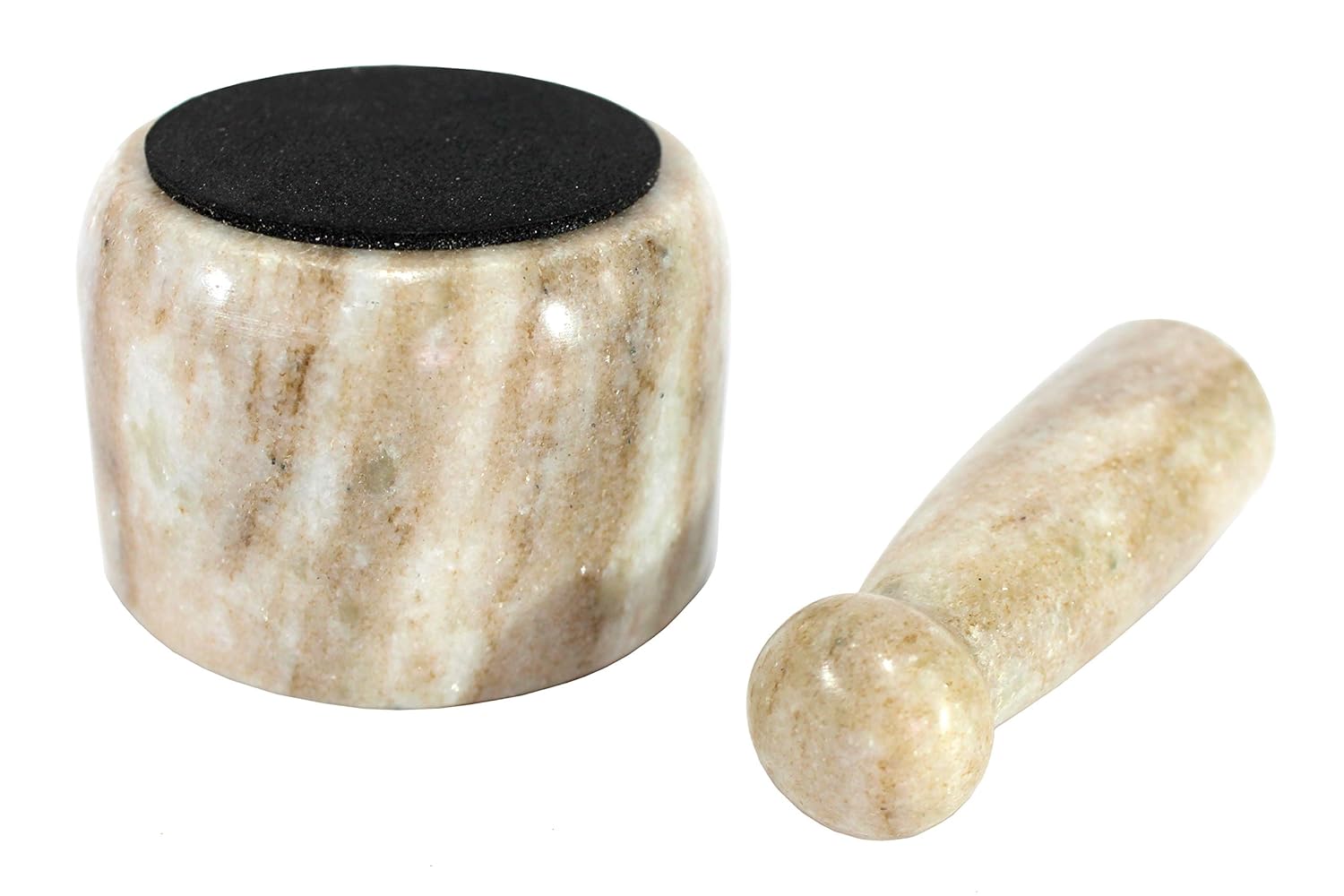 KLEO Marble Stone Mortar and Pestle Set as Okhli Musal Kharad Khallad Spice, Medicine Grinder Masher - 2.5" & 5" Diameter Natural (Beige)