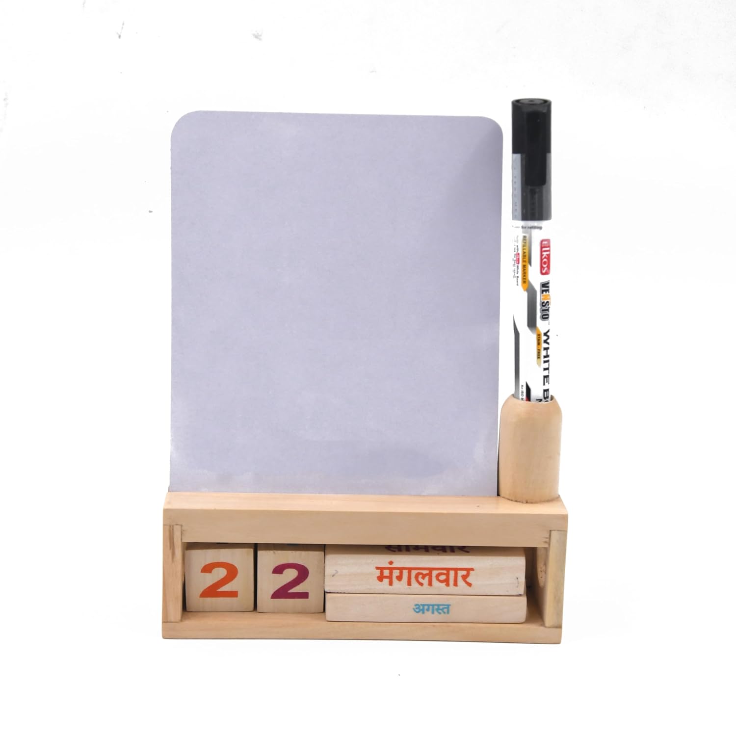 IVEI Wooden Endless Desk Calendar with Whiteboard | Perpetual Calendar Set for Desk Decor, Study Room