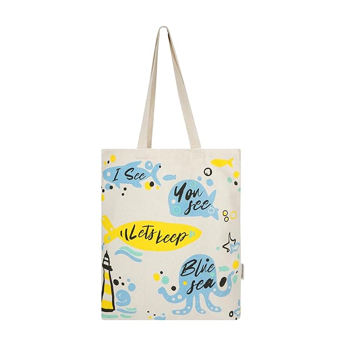 SKAPADORO, Canvas Zip Tote - 100% Cotton, Ecofriendly Printed Tote Bags For Travel, College & Beach, Shopping, Grocery, Easy to Wash Trendy Everyday Shoulder Bag
