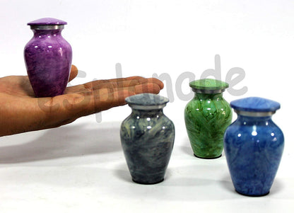 Esplanade- Cremation Mini urn Keepsake Memorial |Set of 4 Small urns for Ashes Funeral Burial Container jar Pot | Blue, Dark Green, Green, Pink - 4.5 Inches