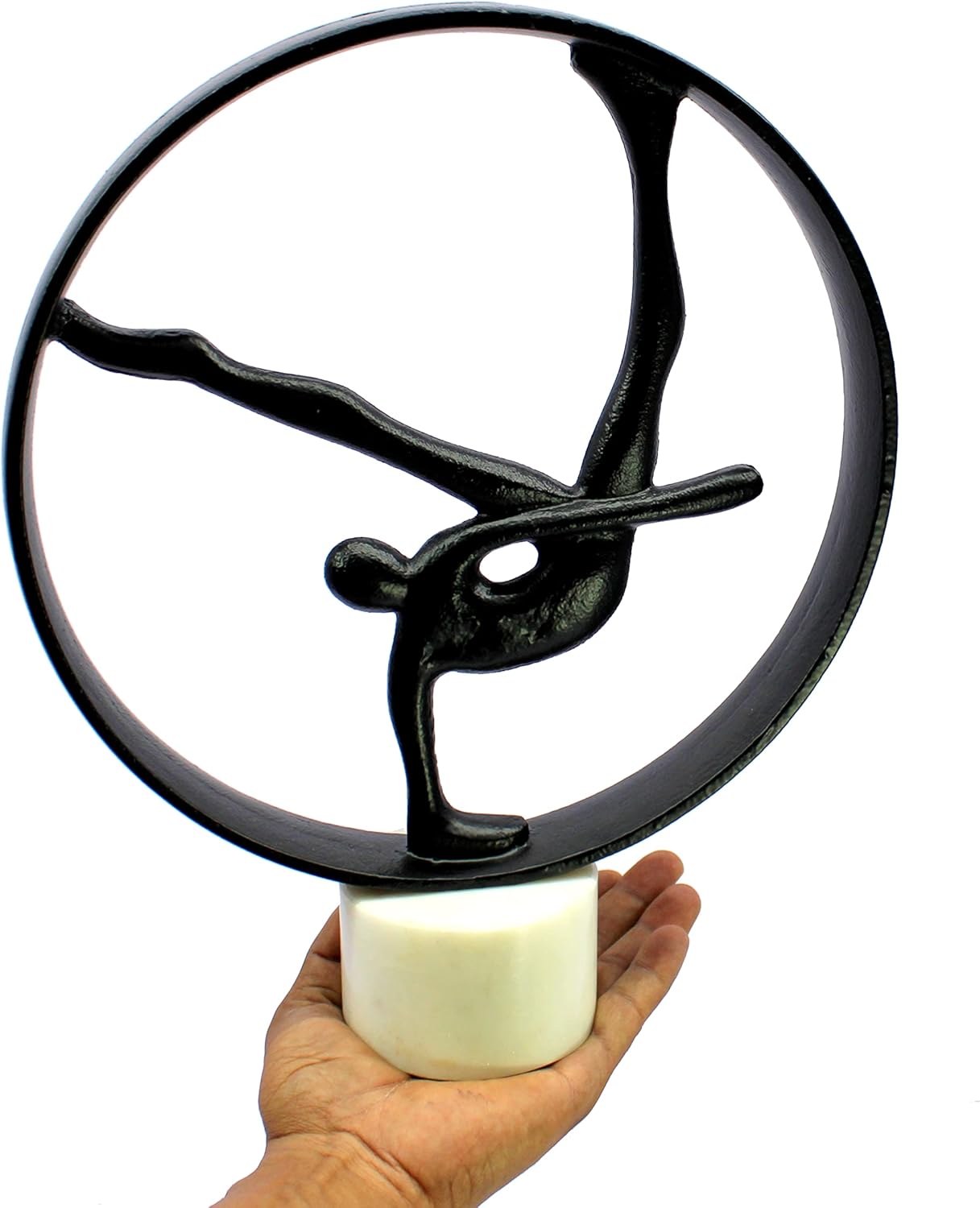 eSplanade Metal Decorative Aerobics Person Showpiece Figurine for Home Decoration - Black - 12" Inches