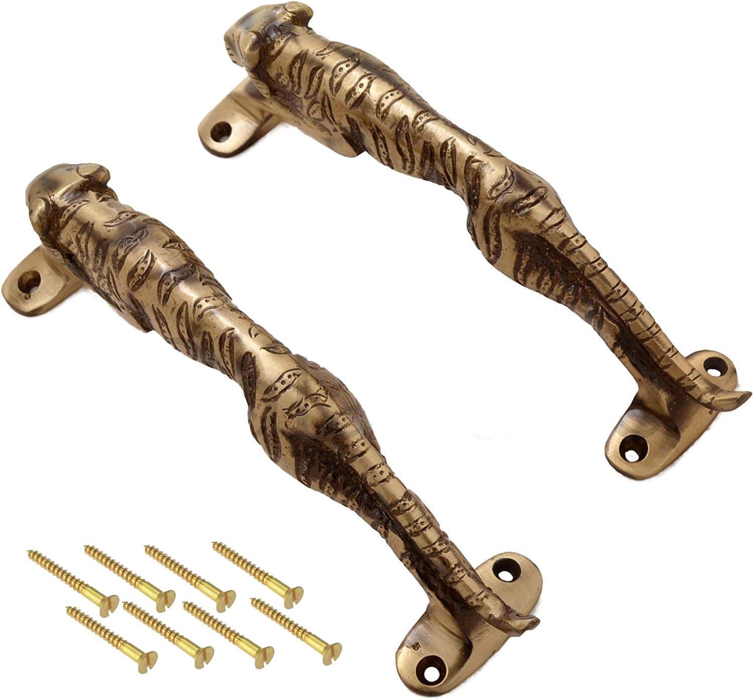 eSplanade - 7.5" Jaguar/Tiger - Brass Door Handle | Home Decor | Door Decor | Door Pull | Door Accessories | Door Handle Set of 2