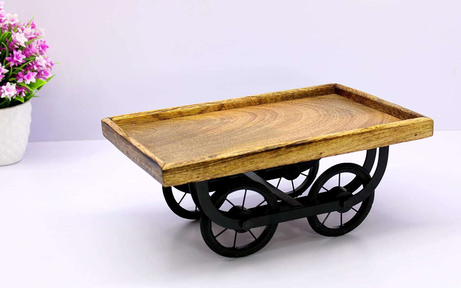 ESPLANADE Cart Shaped Serving Platter Tableware Serveware for Home and Kitchen | Wood - 11.5" Inches - Brown