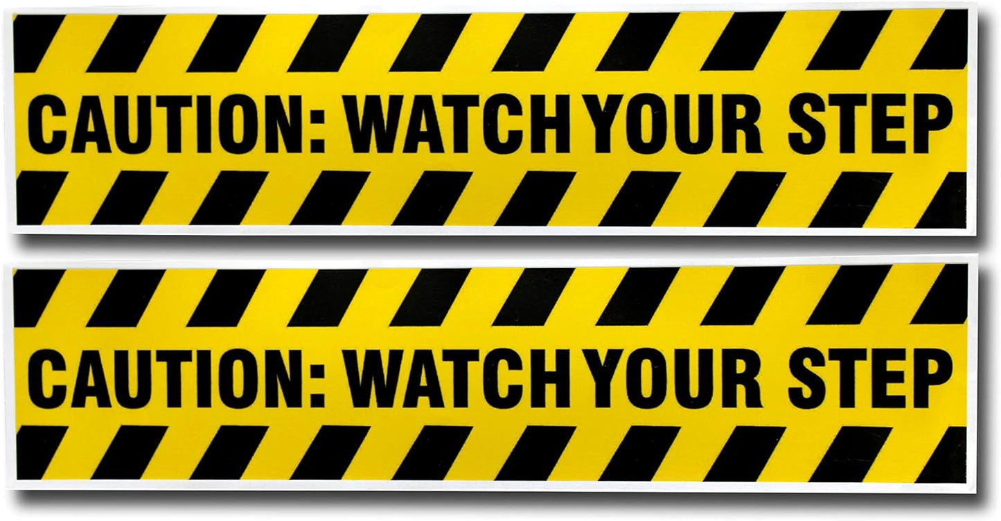 eSplanade Caution Watch Your Step Sign Sticker Decal - Easy to Mount Weather Resistant Long Lasting Ink Size (13.78" x 3.15")