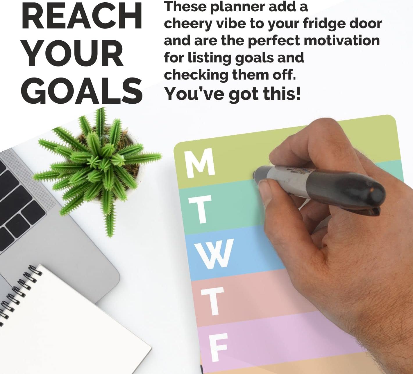 XOXOMags Mini Fridge Magnet Write-Erase Planner Board - for Daily and Weekly Tasks, Meal Planner, Organizer, Shopping Checklists for Home and Office (Pastel & Rainbow combo)