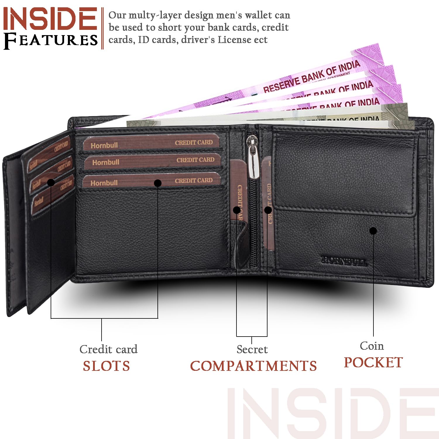 HORNBULL Migul Black Leather Wallet for Men