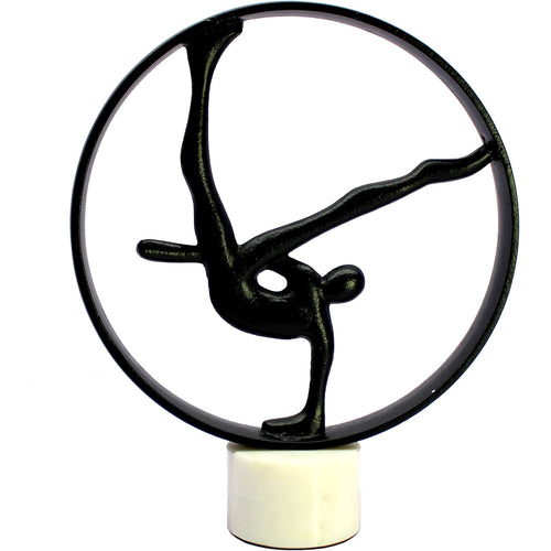 eSplanade Metal Decorative Aerobics Person Showpiece Figurine for Home Decoration - Black - 12