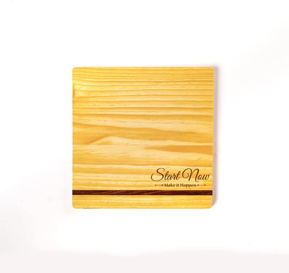 IVEI Pine Wood Penstand,Mouse Pad, Paper Weight Combo - Customised Work from Home Gift Set/ Customized Desk Organiser - with Name or Logo Engraving