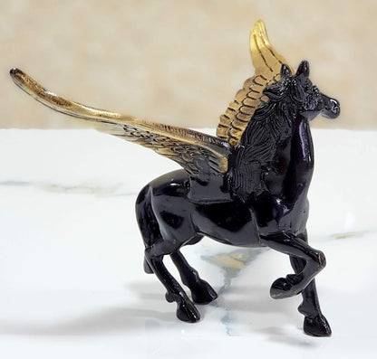 eSplanade Brass Flying Angel Horse Pegasus Showpiece Figurine Sculpture - Decorative Items - Home Decor - Black - 6" Inches (Length)