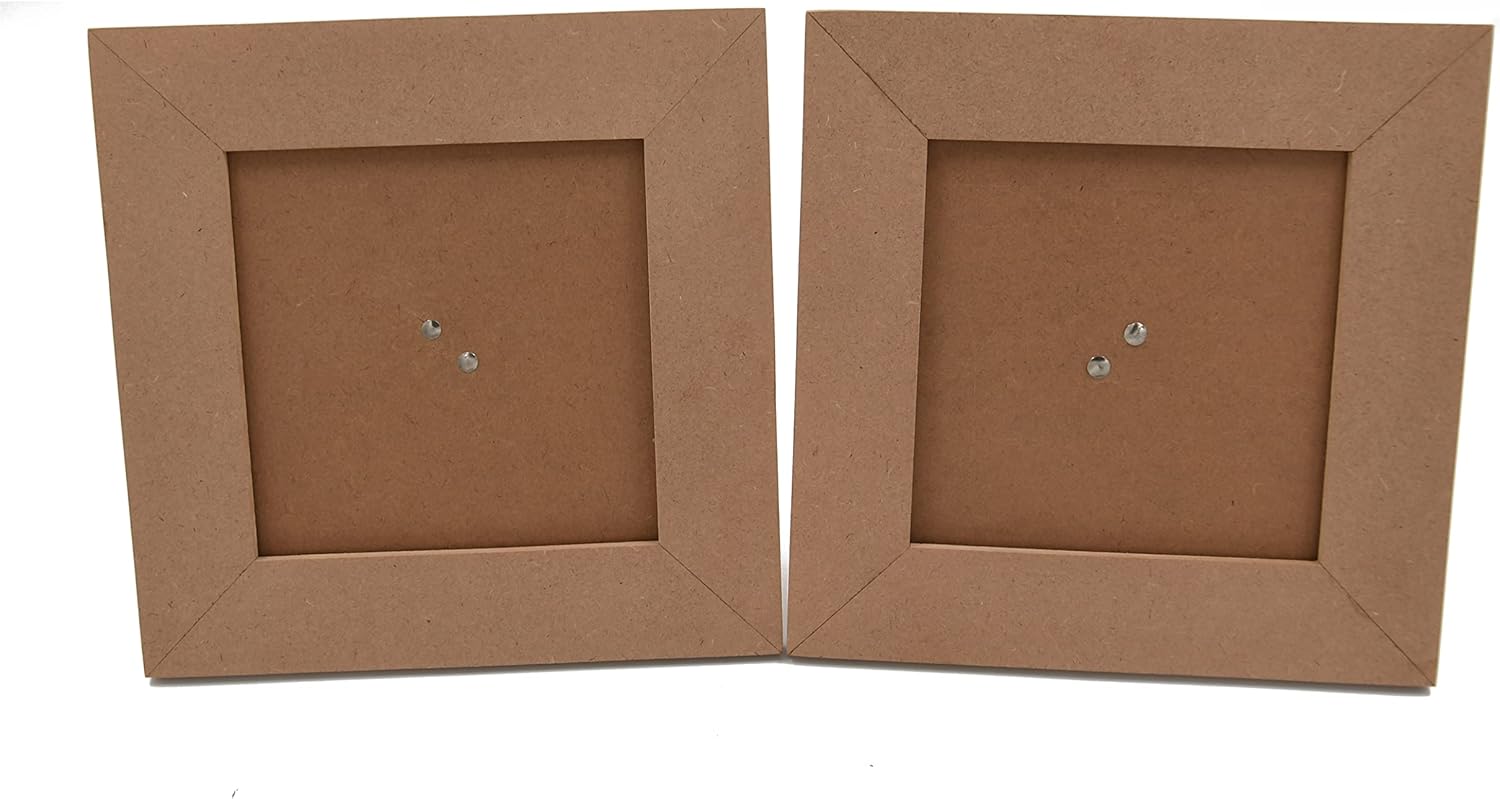 IVEI MDF Recycled Wood Plain Photo Frame - Set of 2 - DIY Activity Do-it-Yourself Decoupage - Brown - 8.5" Inches