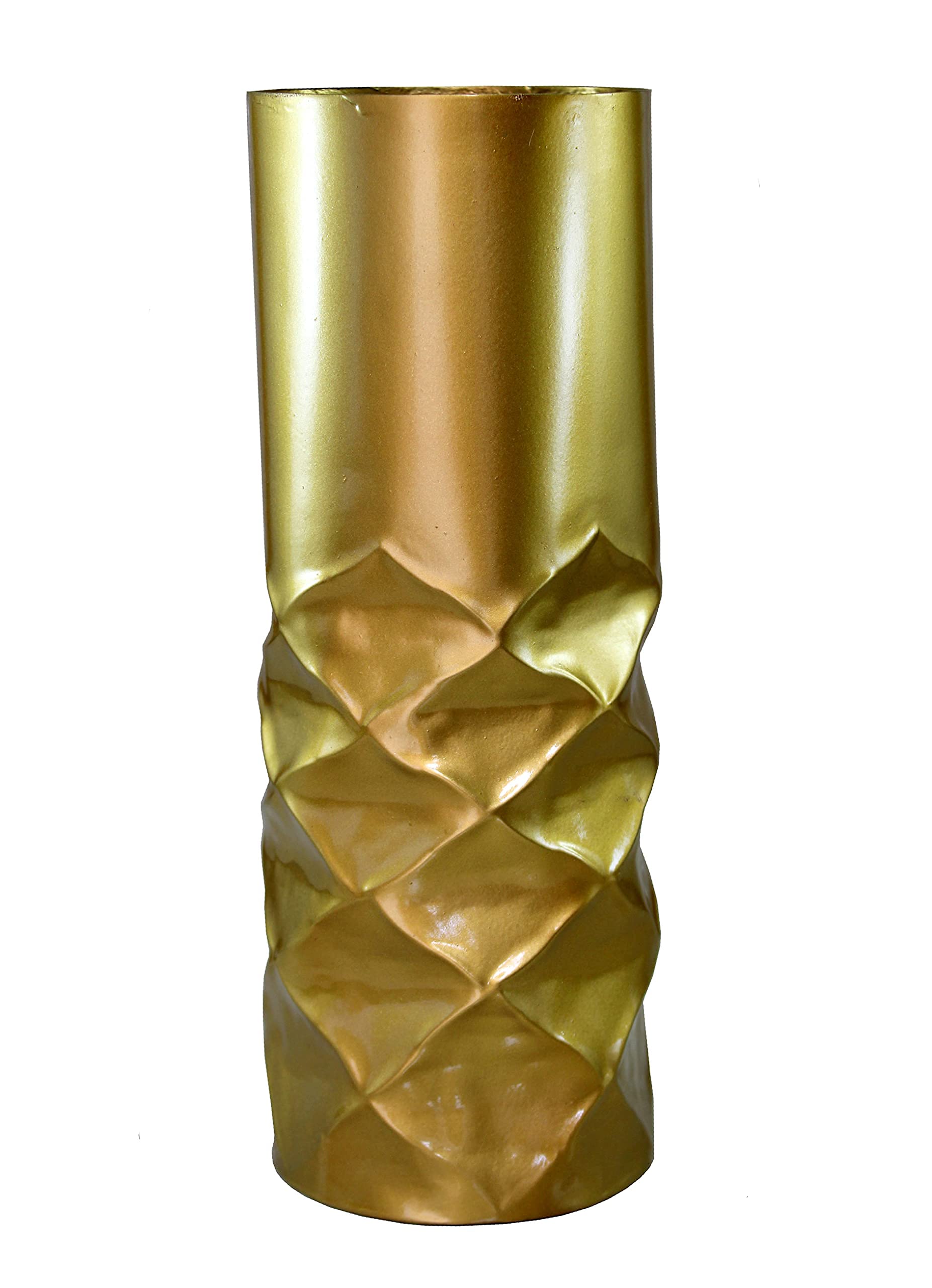 eSplanade Metal Flower Vase Flower Pot Holder Decorative Showpiece - Home Decor - Golden - 11" Inches