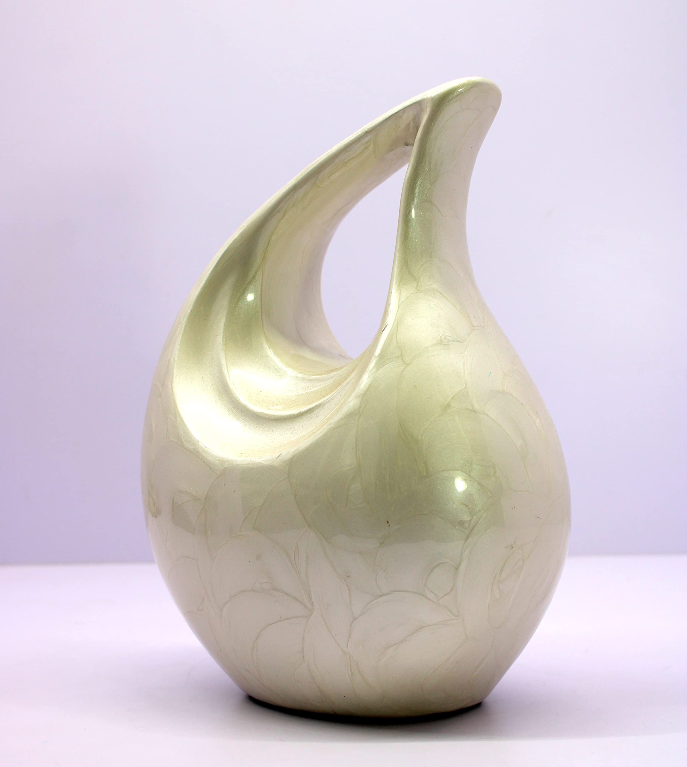 eSplanade Metal Cremation Urn Memorial Jar Pot Container | Full Size Urn for Ashes Funeral Burial | Teardrop Urns | Grey & white- 10" Inches