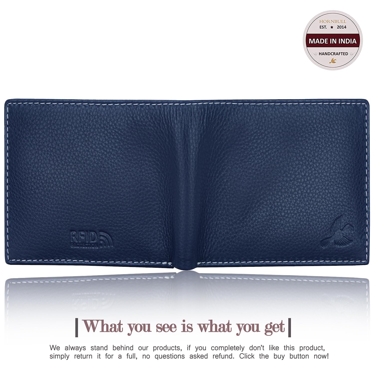 HORNBULL Maddison Mens Navy Genuine Leather Wallet | Elegant and Stylist Wallet with RFID Blocking | Gift Wallets for Men