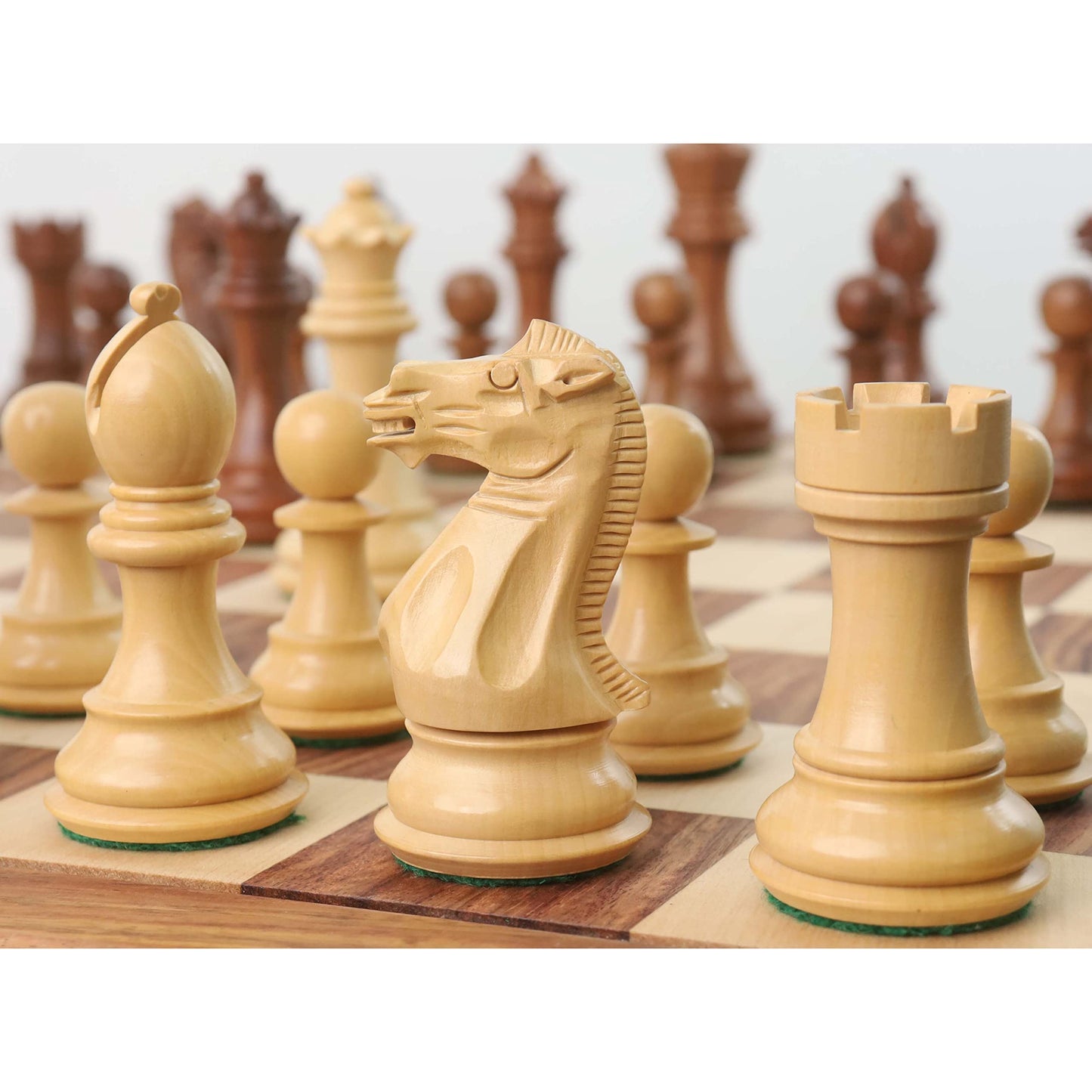 Royal Chess Mall Professional Staunton Chess Pieces Only Chess Set, Sheesham and Boxwood Wooden Chess Set, 4.1-in King, Tournament Chess Set, Weighted Chess Pieces (3.4 lbs)