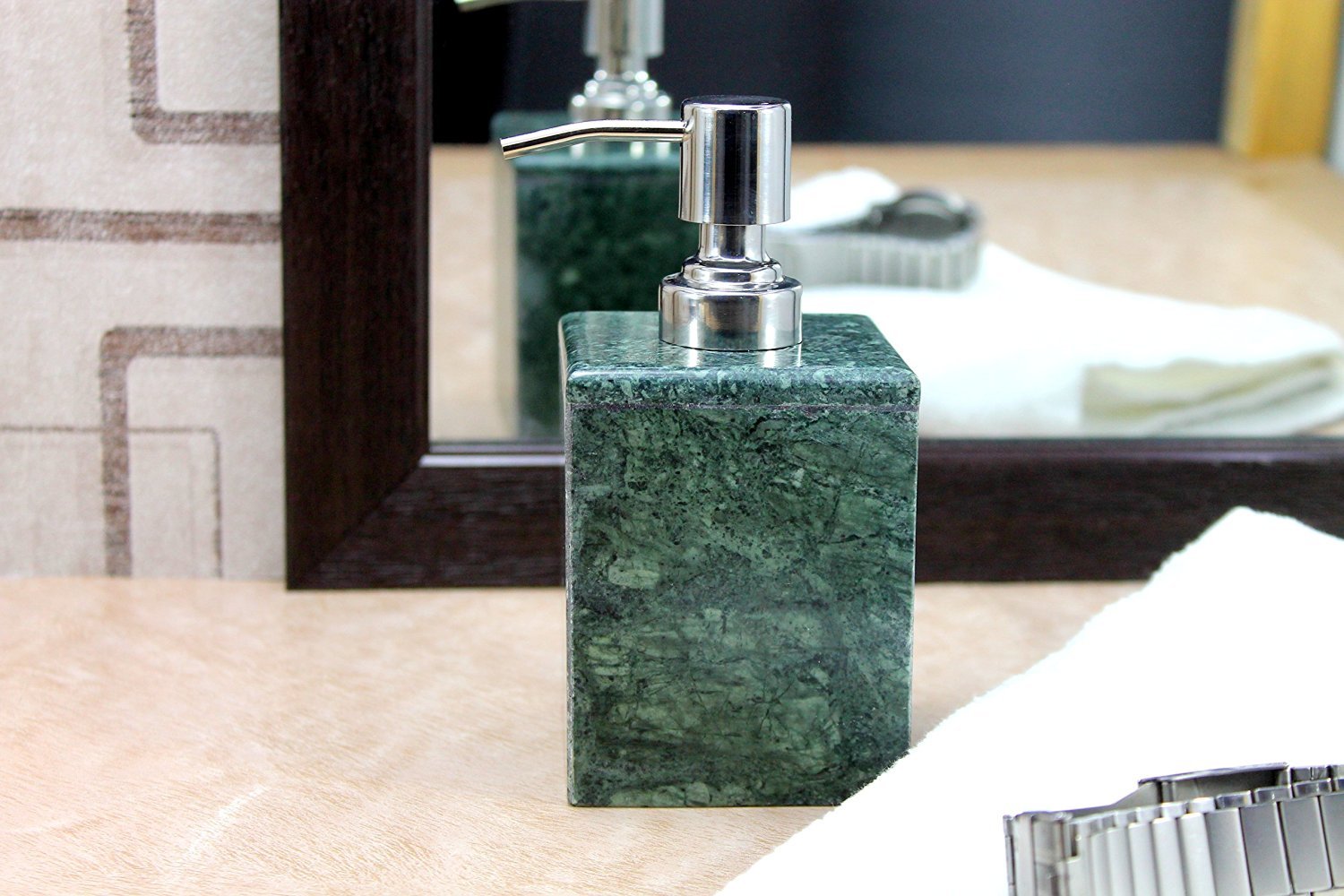 KLEO Soap Dispenser Lotion Dispenser - Made of Natural Stone - Bathroom Accessories Bath Set - Multicolour