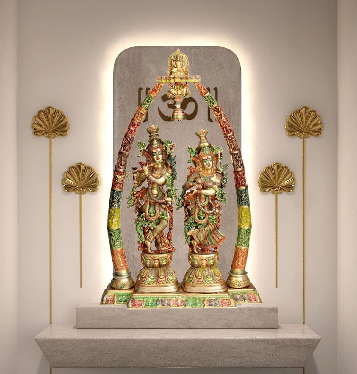 eSplanade Brass Radha Krishna Idol Statue Sculpture with Arch (Very Big 46" Inches Height) | Home Decor | Pooja Idols | Interior Decoration - Multicolor