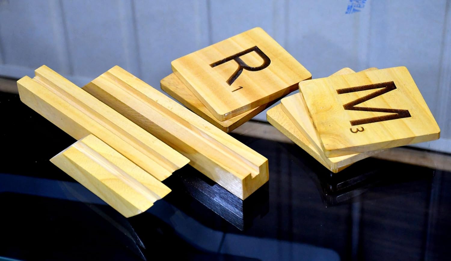 Esplanade Wooden Letter Tiles - DREAM HOME Office Table Decoration Items - Word Block | Scrabble-Inspired Showpieces for Home Decor, Motivational Sign, Interchangeable Letters