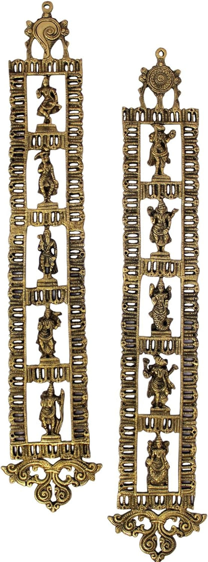 eSplanade - Brass Vishnu Dasha avatar Dashavatara Dasavatharam - Ten Incarnations Avtars - Ten Incarnations of Vishnu - Wall Hanging (36 Inch)