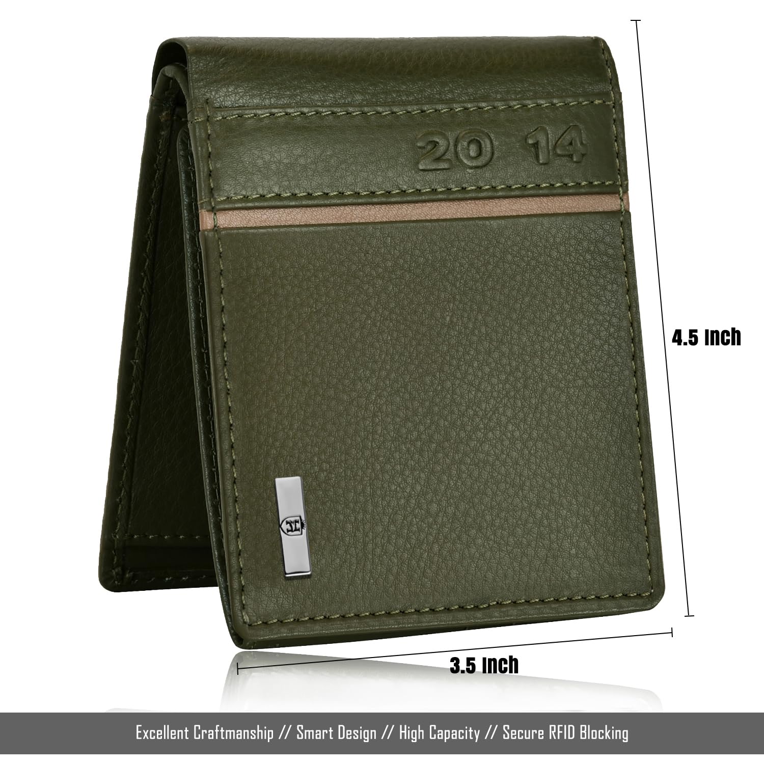 HORNBULL Miller Wallet for Men | Stylist Mens Wallet with RFID Blocking | Genuine Leather Olive Nappa | Gift for Men