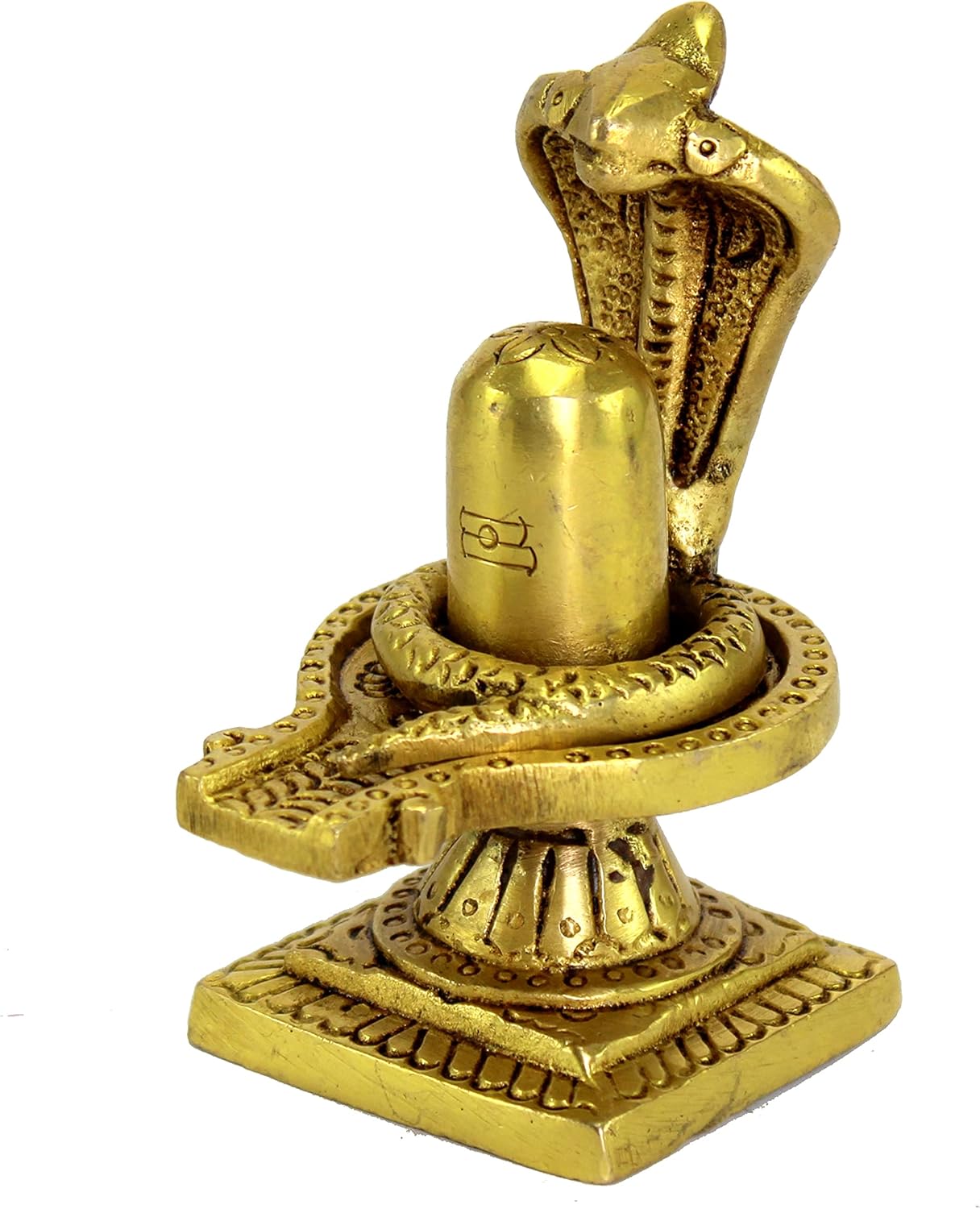 eSplanade Brass Shiv Ling Shiva Lingam with Sheshnaag Statue Idol Murti for home temple and Pooja - 4" Inches