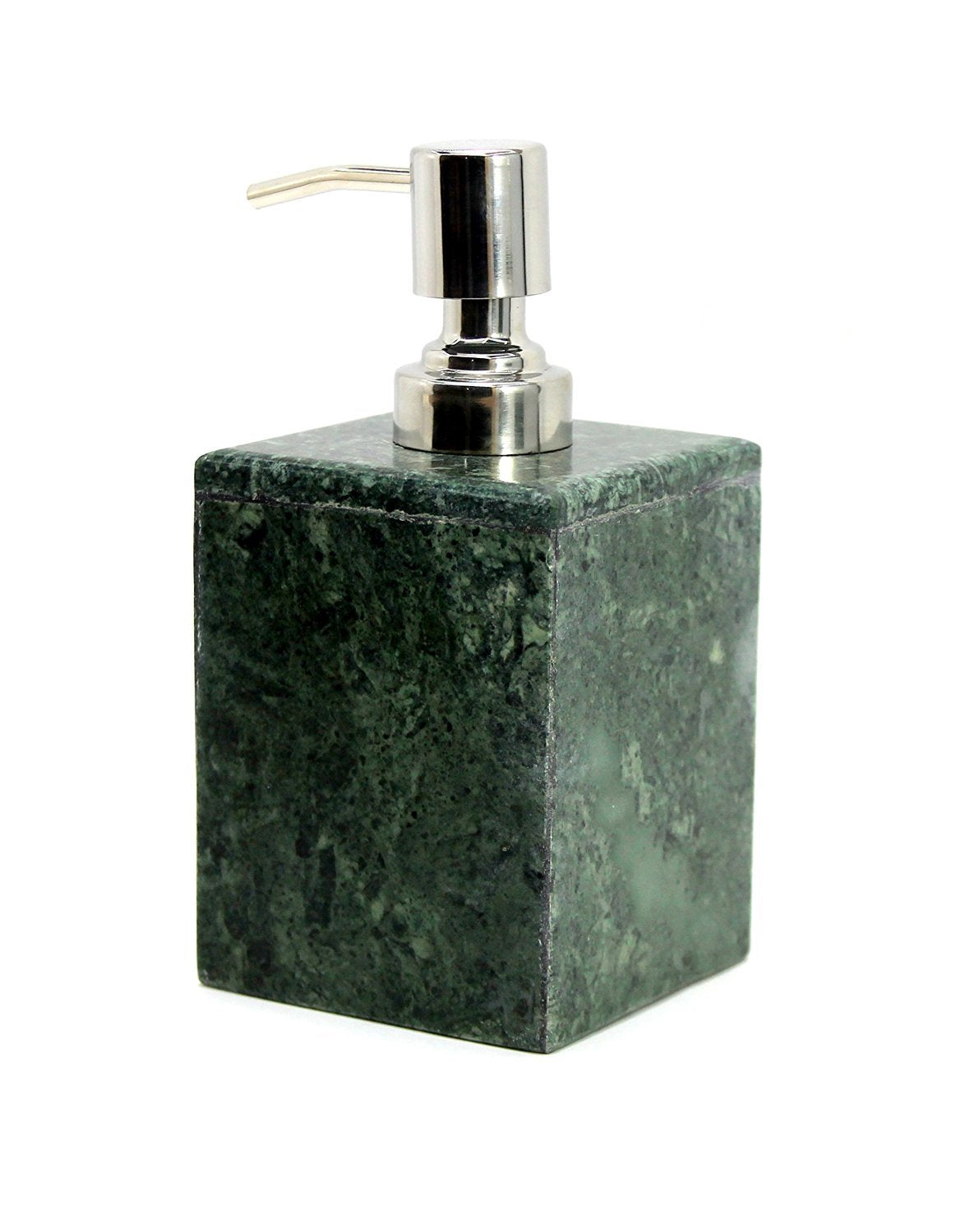 KLEO Soap Dispenser Lotion Dispenser - Made of Natural Stone in Brown Green Black White Color - Bathroom Accessories Bath Set (Brown Square)