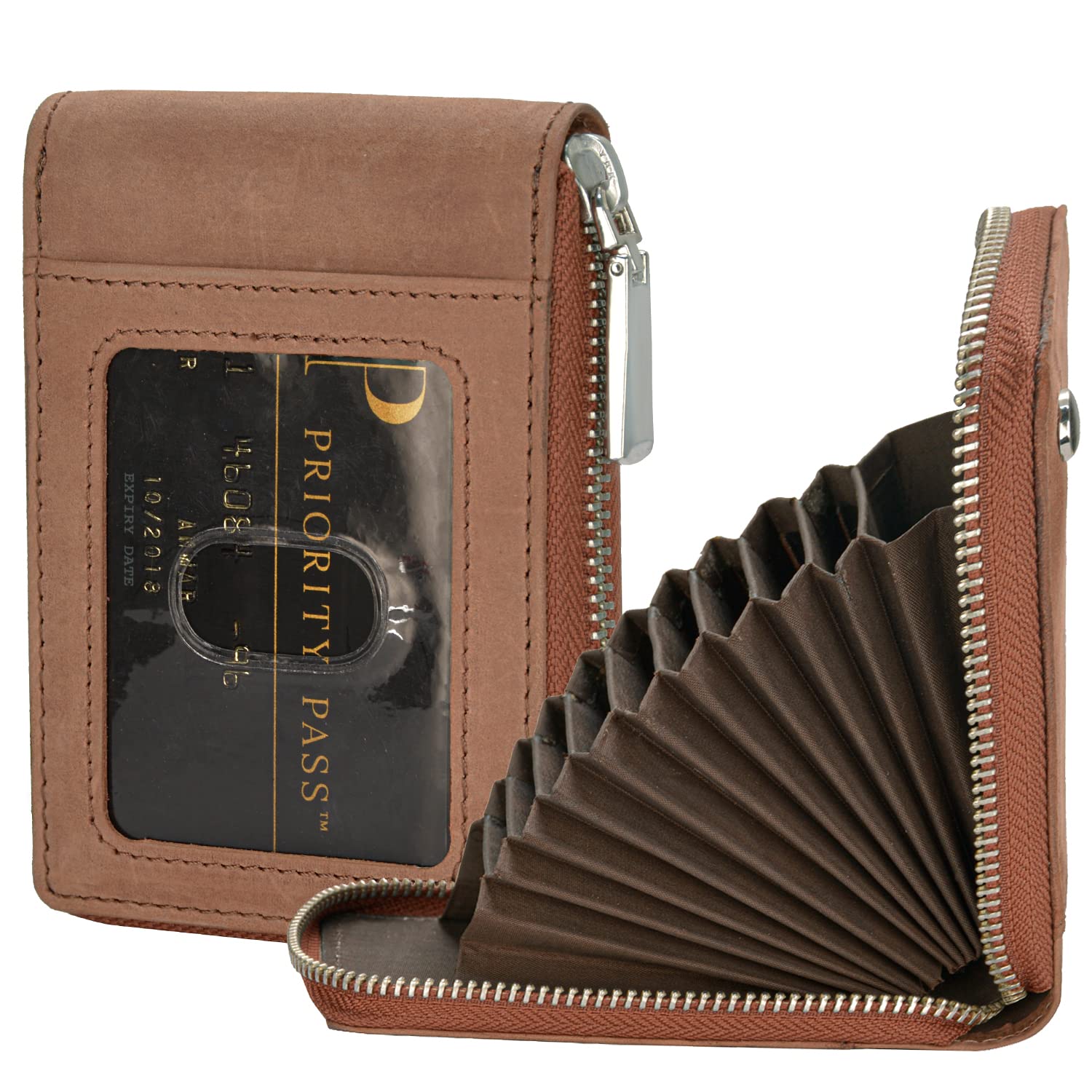 HORNBULL Steve Brown RFID Blocking Leather Wallet for Men | Vertical Credit Debit Card Holder