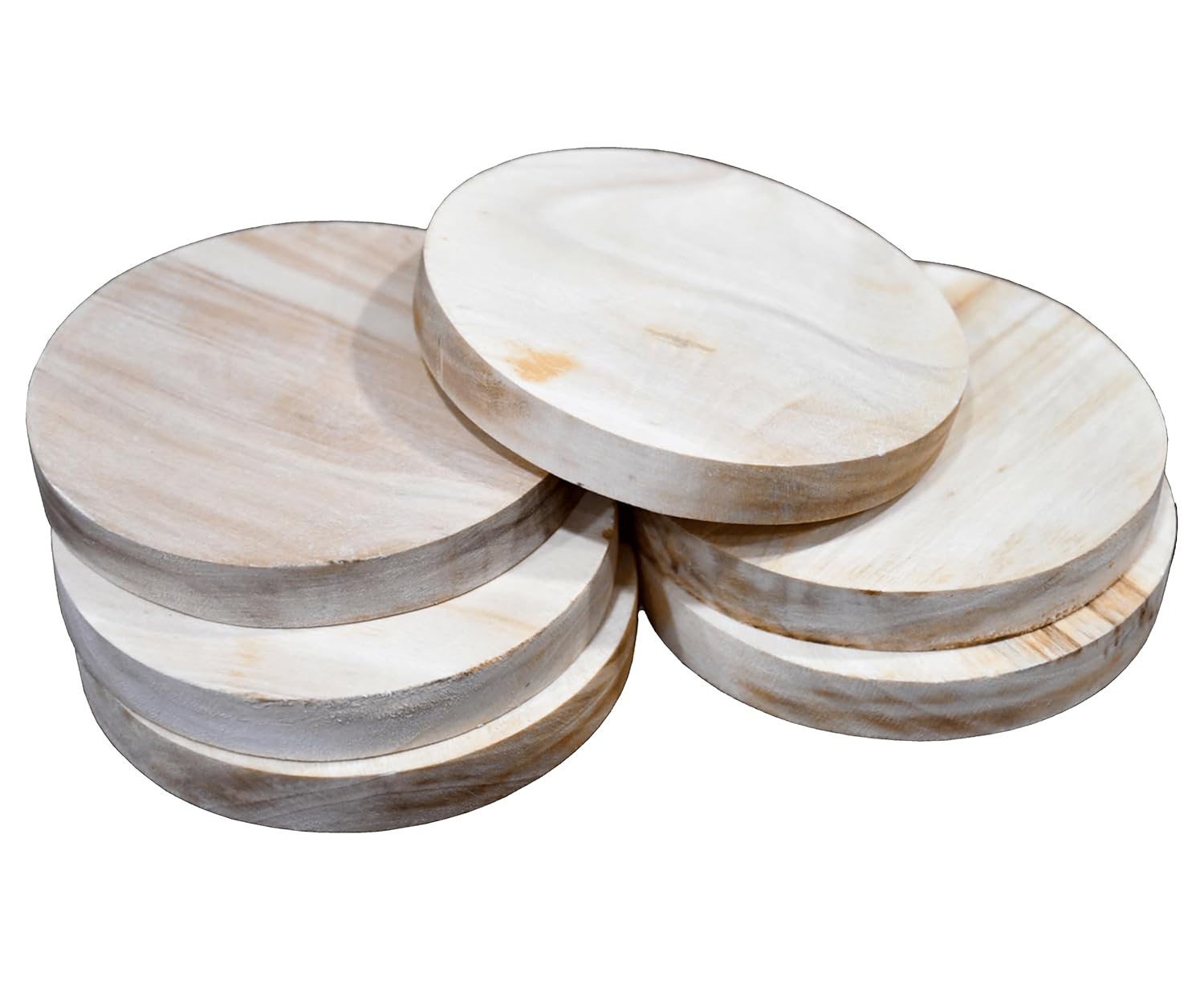 IVEI DIY Thick Wooden Coasters Wood Canvas - Plain Wooden Coasters Shaped Blank Cutouts for Painting, Wooden Sheet Craft, Decoupage, Resin Art Work & Decoration - Set of 6