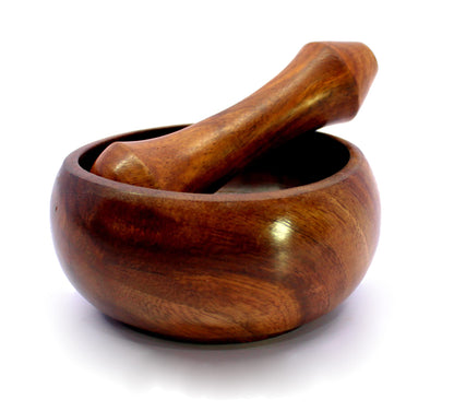 KLEO Wooden Mortar and Pestle Set as Spices, Medicine Grinder Masher - Okhli and Musal - 3" Inches