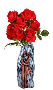 eSplanade Resin Flower Vase Flower Pot Holder Decorative Showpiece - Home Decor - Copper-Grey - 9.5" Inches