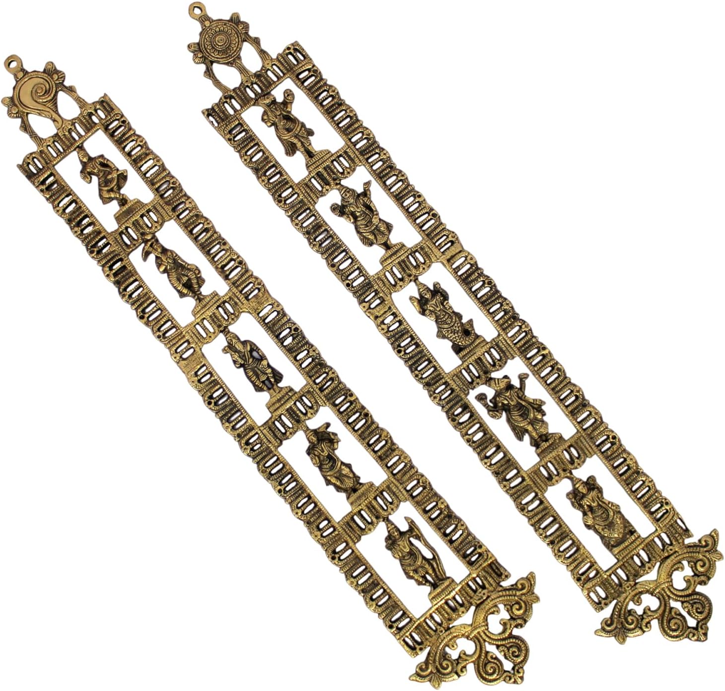 eSplanade - Brass Vishnu Dashavatar Dashavatara Dasavatharam - Ten Incarnations Avtars - Ten Incarnations of Lord Vishnu - Wall Hanging