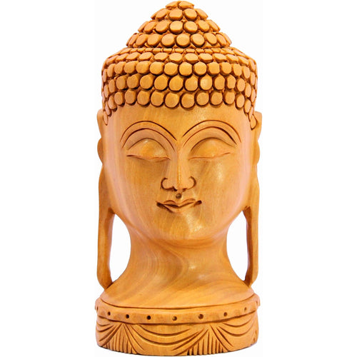 eSplanade Wooden Buddha Face Buddha Head Showpiece Buddhist Statue Sculpture Idol Figurine | Home Decor | Brown - 5