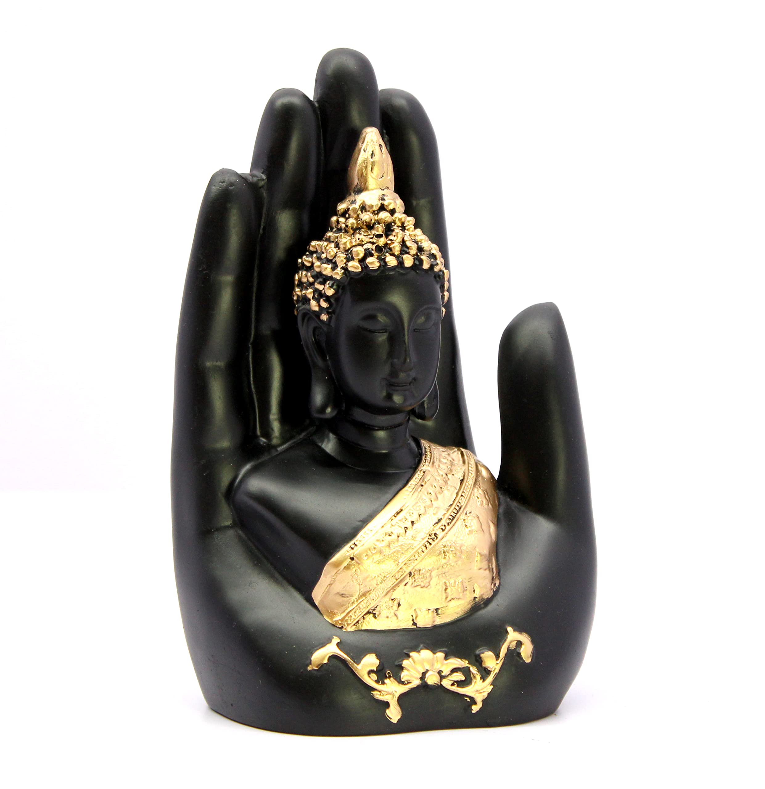 ESPLANADE Buddha Showpiece for Home Decor | Resin Palm Buddha Statue for Living Room, Office Table | Tibetan Decorative Items, Antique Idol & Figurine for Room Decor | Housewarming Gifts