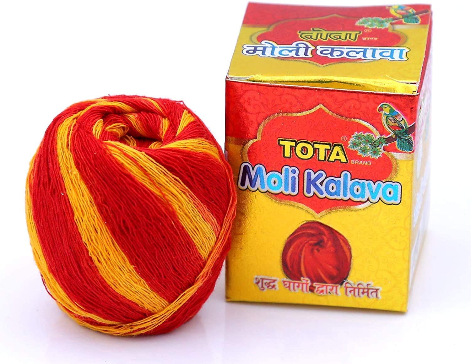 Tota Combo of Kumkum Roli, Cow Ghee Wicks and Moli Kalawa for Pooja Thali, Hawan, Tilak - Pack of 3 Indian Puja Items