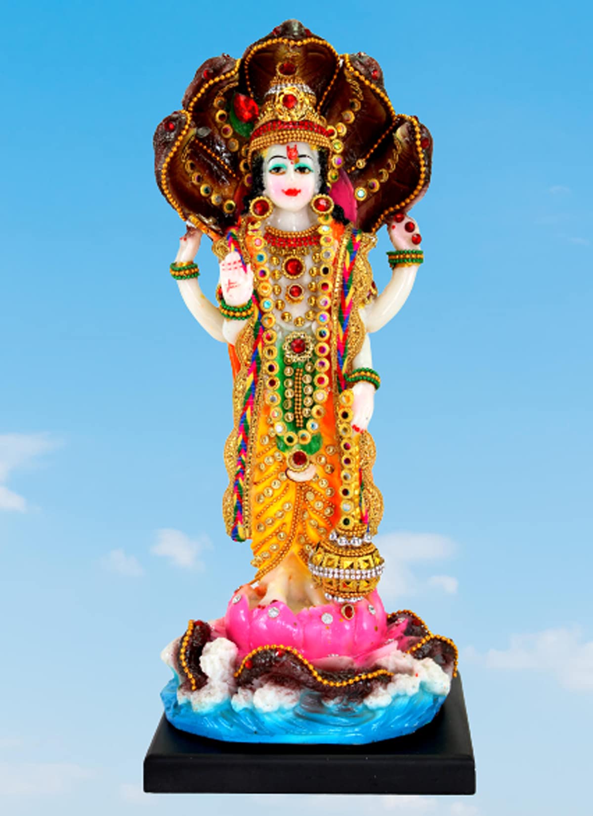 eSplanade Resin Lord Vishnu Narayana Moorti Murti Idol Statue | Pooja Idols - Home Decor | Multicolor - 12.5" Inches