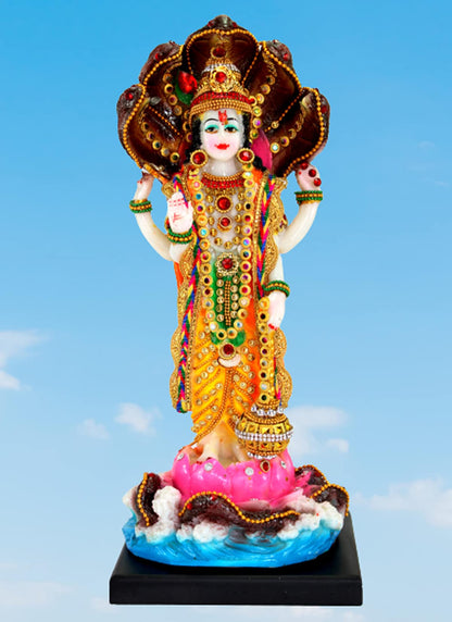 eSplanade Resin Lord Vishnu Narayana Moorti Murti Idol Statue | Pooja Idols - Home Decor | Multicolor - 12.5" Inches