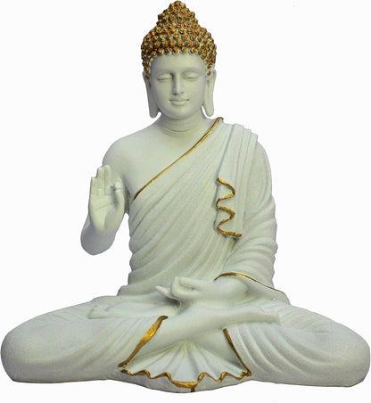 eSplanade Resin Meditating Buddha Showpiece | Idol Statue Figurine Murti | Tibetan Buddhist Statue - 14.5" Inches Height - Big Size | Home Decor |