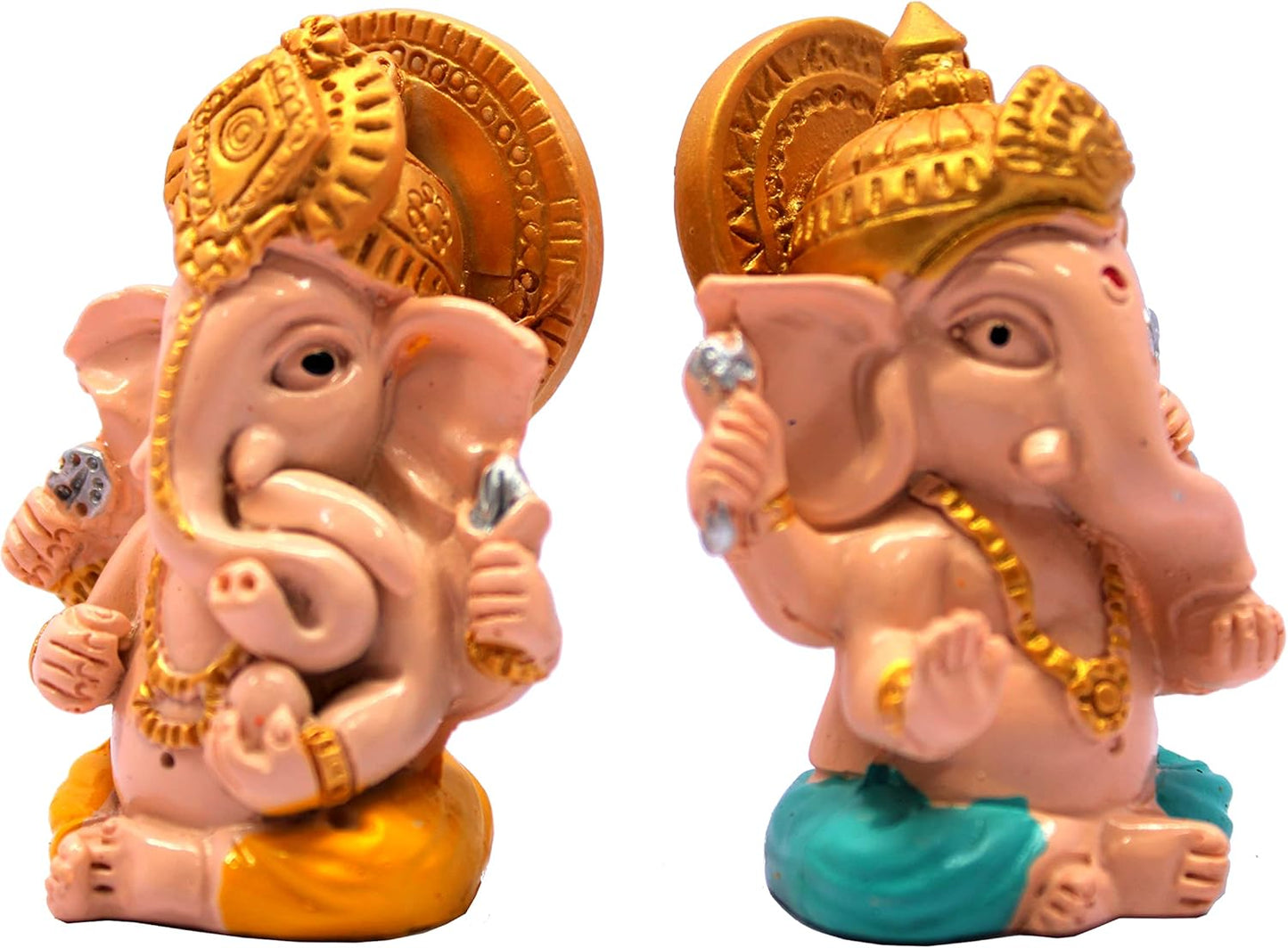 eSplanade Resin Ganesha Ganesh Idol Murti Figurine Statues - Set of 4 | Home Décor - Car Dashboard | Multicolour - 2" Inches (Small)