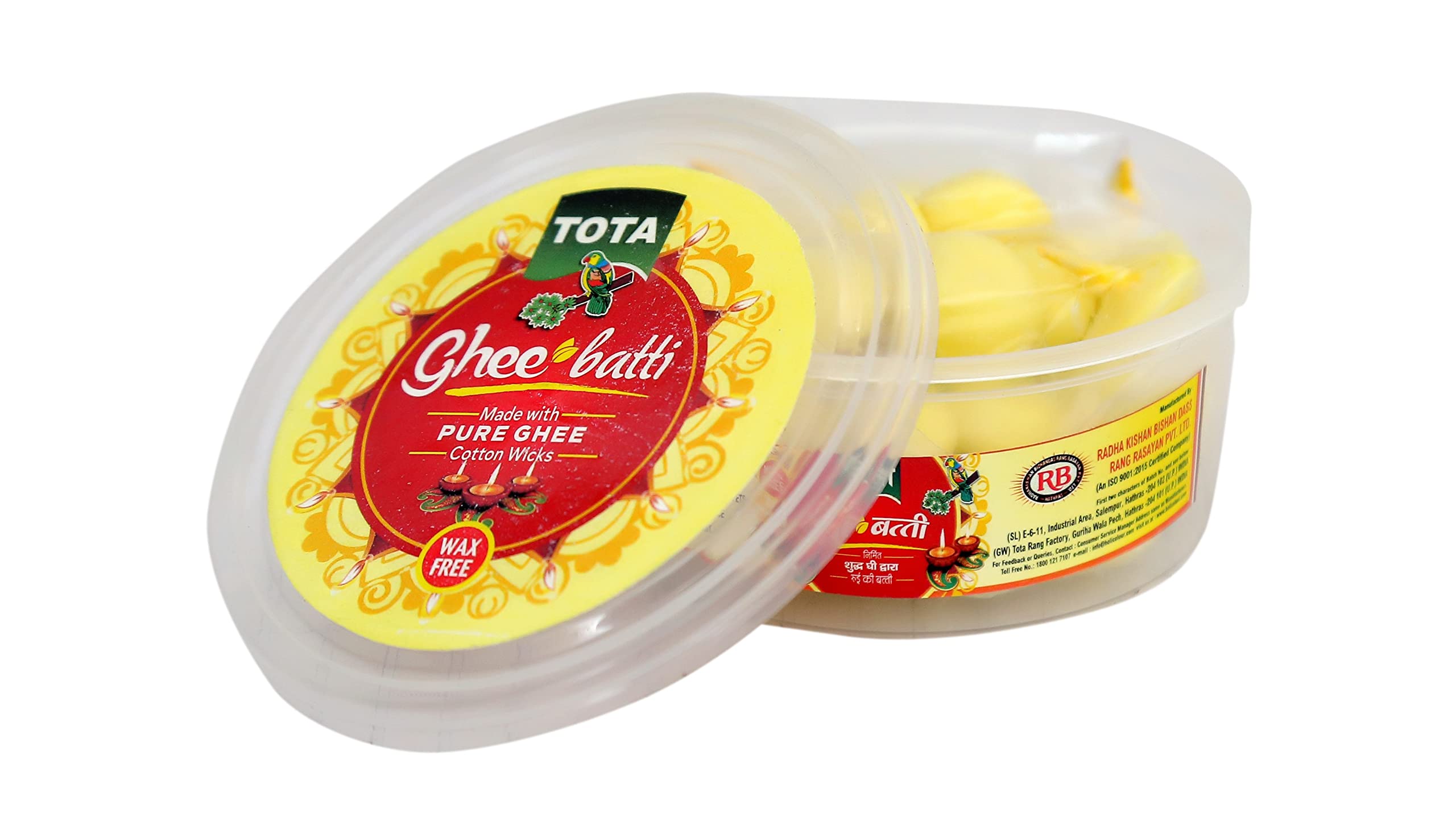 Tota Wax Free Pure Cow Ghee Diya Cotton Wicks for Puja | Pack of 2 (100 Ghee Batti)