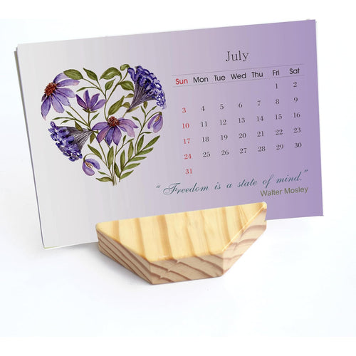 IVEI Wooden Calendar with Hexagon Shaped Pen Stand ‚Desk Organizer - Hand Painted Paper Calendar with Pen-Stand - Minimal Planner Desk Calendar for Office & Home - Budget Friendly Unique Gift