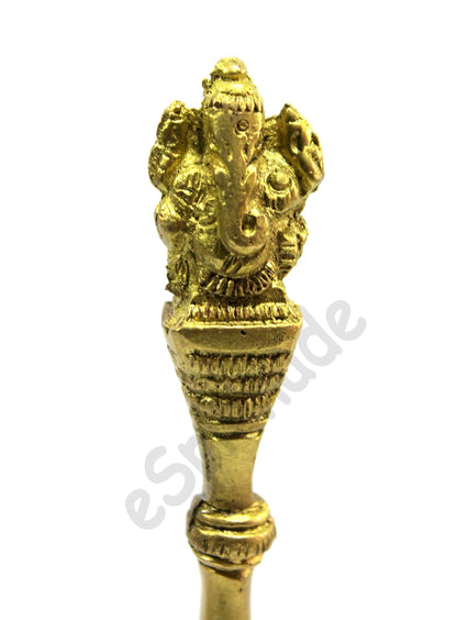 eSplanade - Ganesha 8" Premium Brass Pooja Puja Bell Ghanti, for Poojan Purpose, Spiritual Gift Item, made of 100% solid Brass | Pooja Praying Idol | Home Decor | Brass Decor.