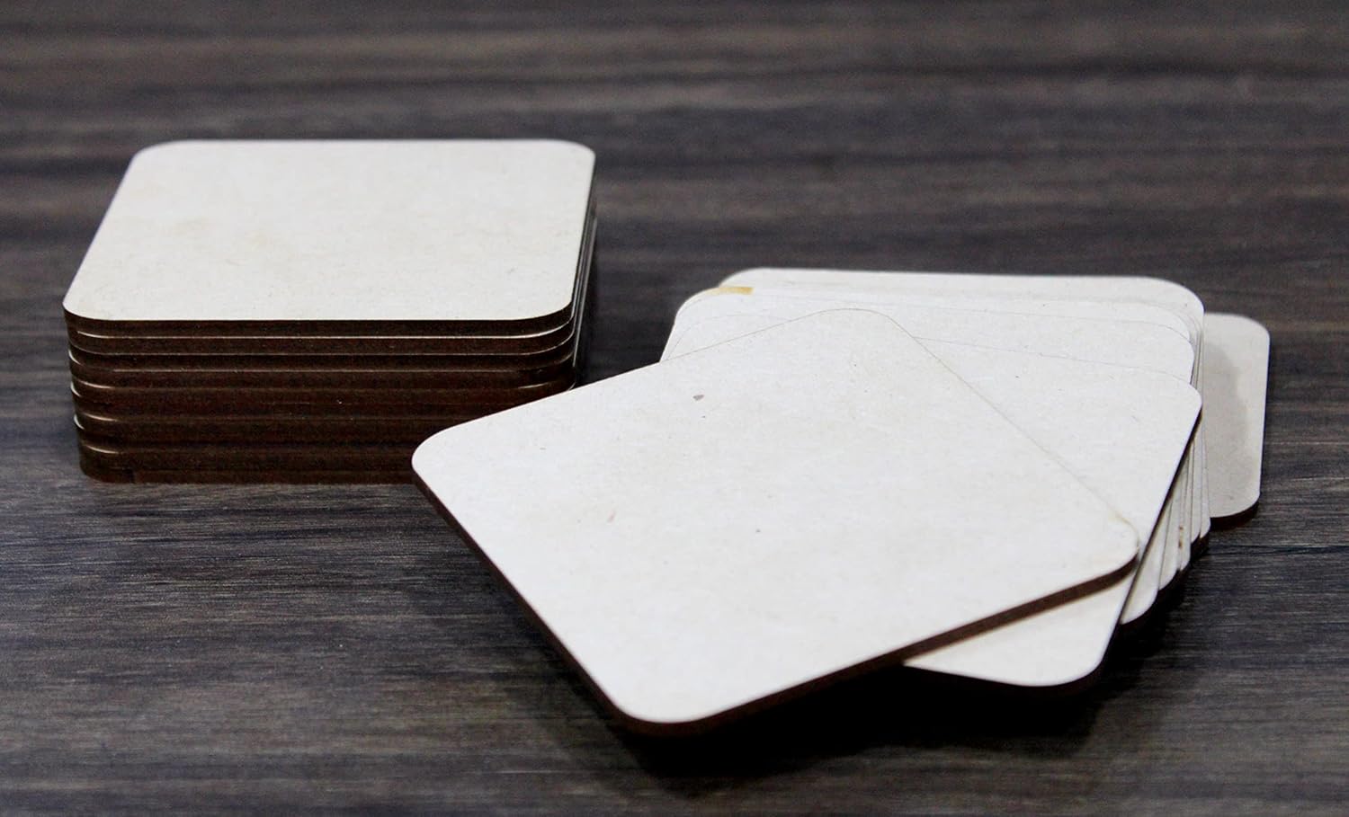 eSplanade DIY Thin MDF Coasters Wood Sheet Craft - MDF Plain Wooden Coasters Square Shaped Blank Cutouts for Painting; Decoupage; Resin Art Work & Decoration - Set of 20 (3.5" x 3.5" Inches)