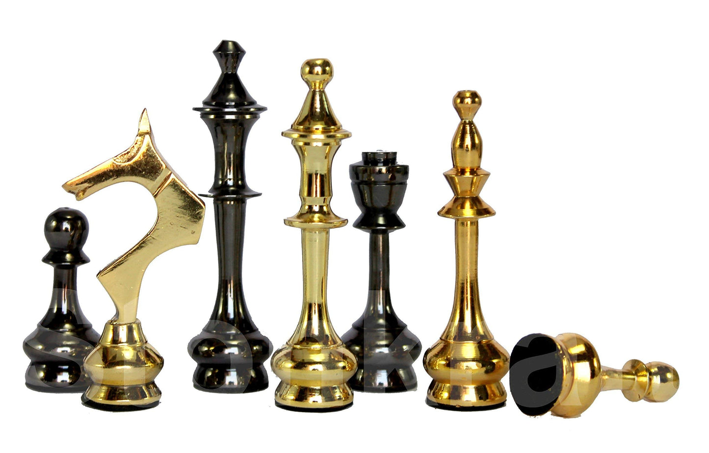 StonKraft Brass Wooden Chess Pieces Pawns Chessmen Figure Figurine Pieces Coins (3.5" King)