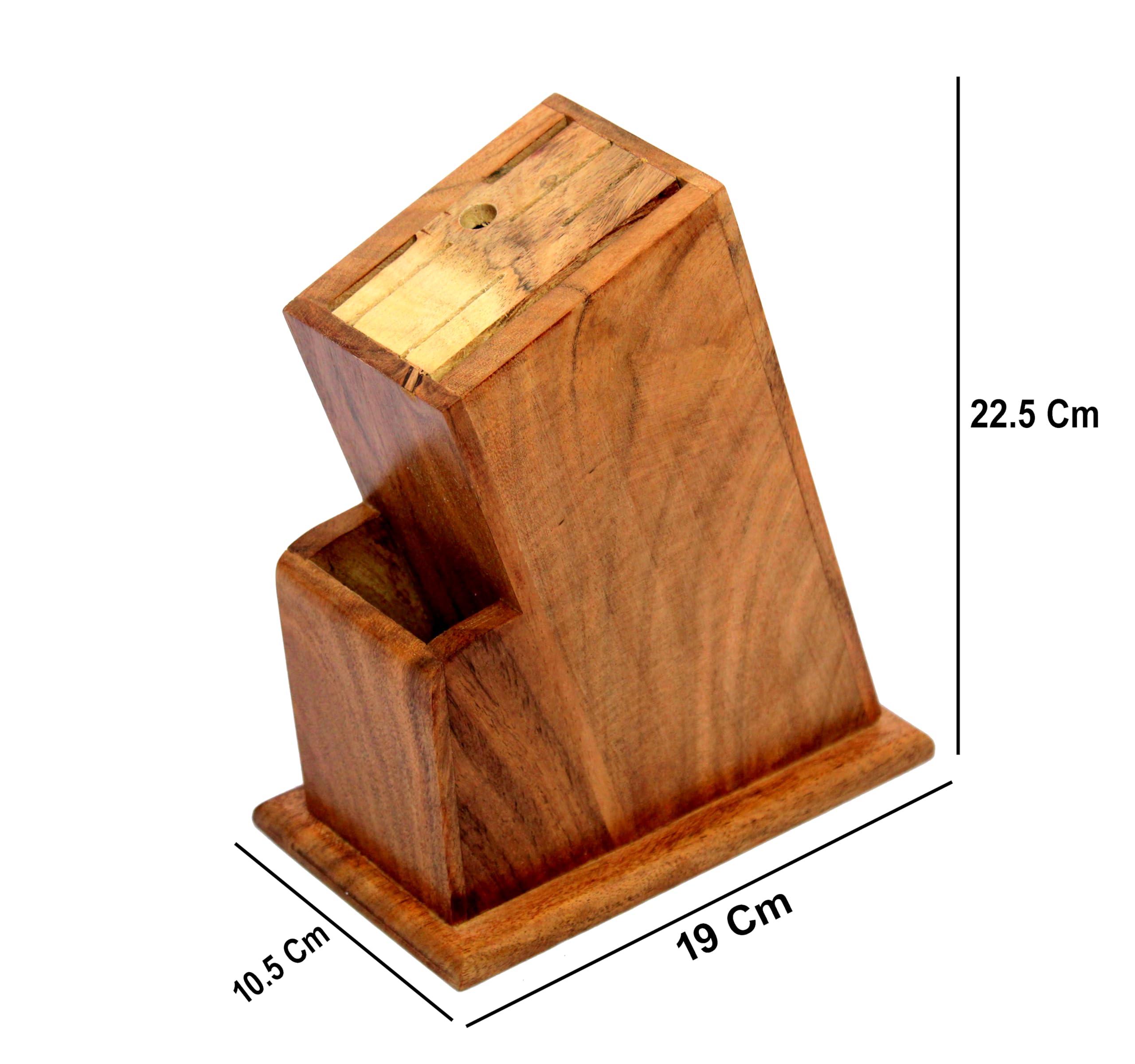 KLEO Knife Holder Stand for Kitchen - Universal Cutlery Holder in Teak Wood | Eco-Friendly, Durable, Multi-Size Knife Block with Anti-Slip Feet | Handmade by Skilled Artisans