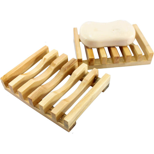 KLEO - Natural Wooden Soap Holder Soap Dish (Set of 2)