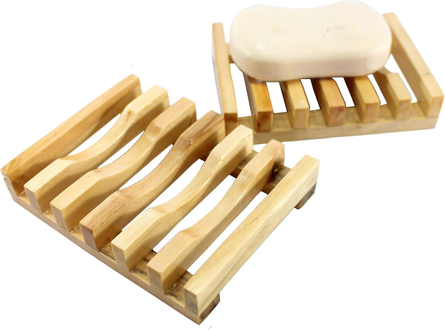 KLEO - Natural Wooden Soap Holder Soap Dish (Set of 2)