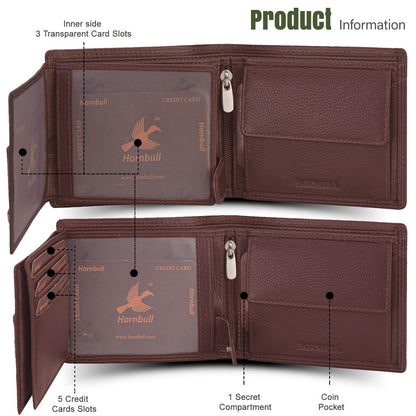 HORNBULL Leather Men's Combo Brown Wallet and Belt | Gift Combo for Men's | Diwali Gift Hamper Set for Men's | Wallets Men's Bw6995